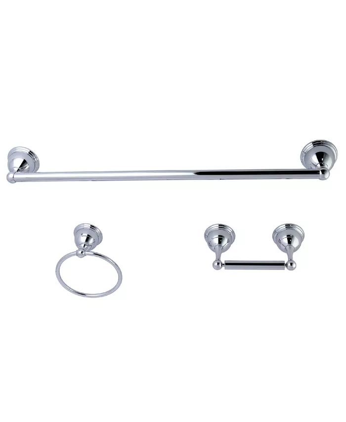 Kingston Brass Restoration 3-Pc. Towel Bar Bathroom Hardware Set in Polished Chrome