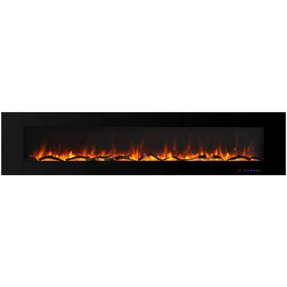 CASAINC 84 in. Recessed Electric Fireplace in Black CA-WM84