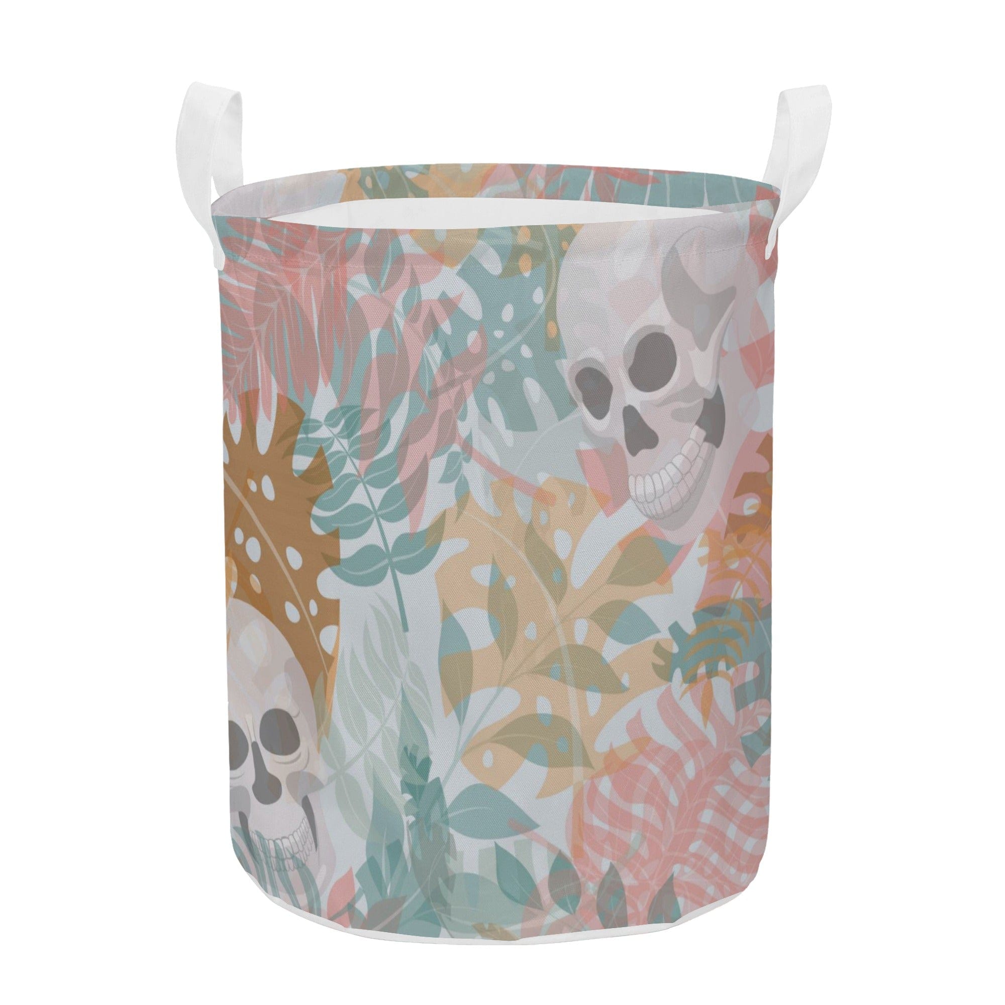 Pastel Skull Round Laundry Basket