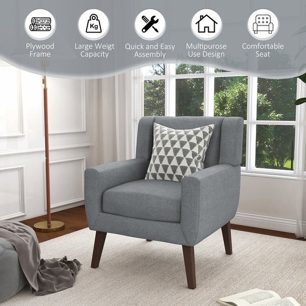 Modern Accent Chair Cotton Linen Upholstered Chair for Living Room