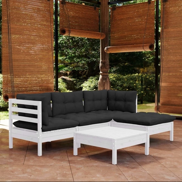 vidaXL Solid Pinewood Patio Lounge Set 5 Piece with Cushions Multi Colors