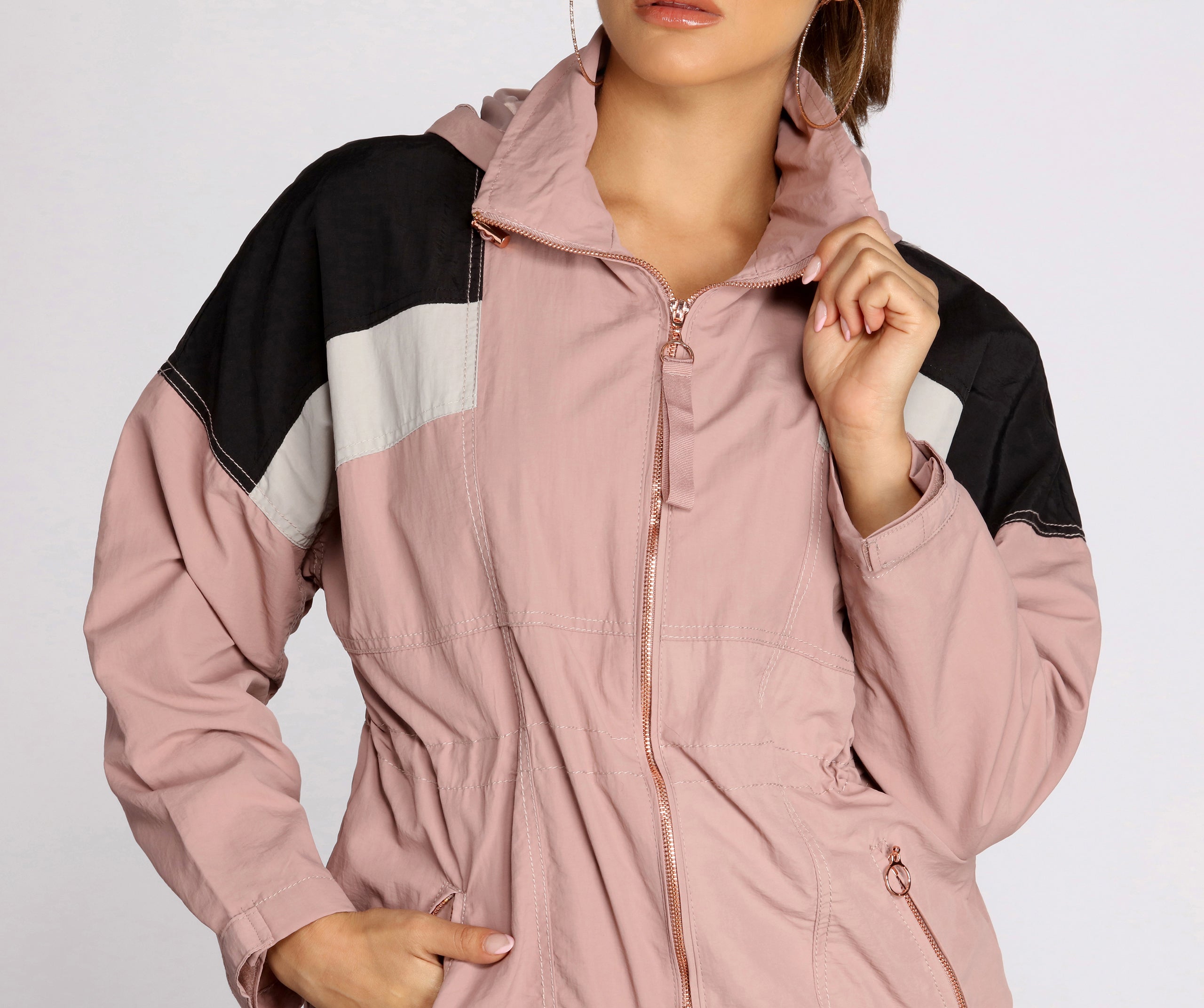 Rain Or Shine Nylon Color Block Anorak