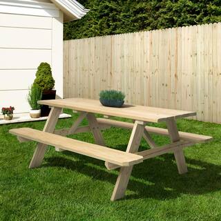 Outdoor Essentials Homestead 72 in. Outdoor Wood Picnic Table Kit 492673