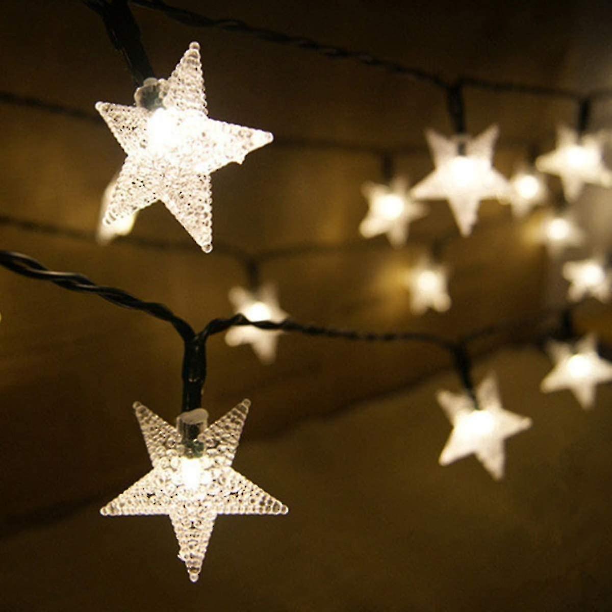 Outdoor Solar String Lights 7.5m Waterproof Star Decorative Christmas Solar Lamp(yellow)