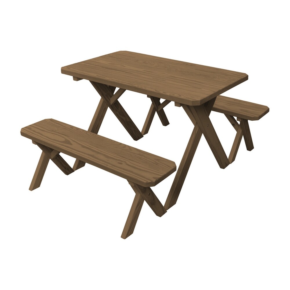 Pine 5' Cross Leg Picnic Table with 2 Benches