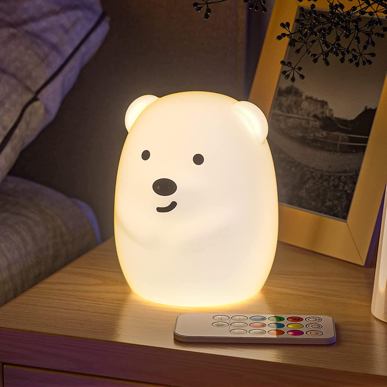 Children's Night Light Bear Night Light Led Lamp Bedroom 9 Colors Baby Night Light Multicolor Usb Rechargeable Lightweight Night Light With Remote Con