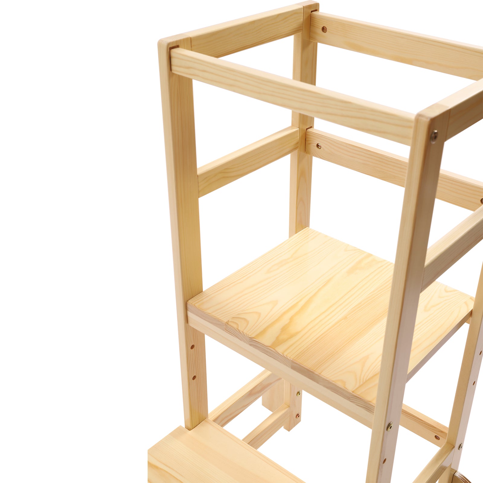 Flkoendmall Kitchen Step Stool with Safety Rails Natural