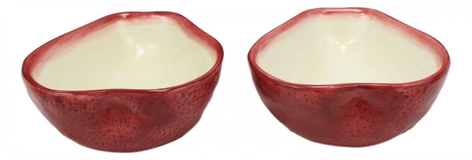 1 Ceramic Red Anjou Pear Halves Small 4oz Dipping Saucer Condiment Bowl Set Of 2 EBR02