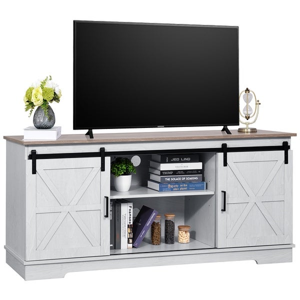 Evelynn TV Stand Sliding Barn Door Farmhouse Wood Entertainment Center for TVs Up to 65