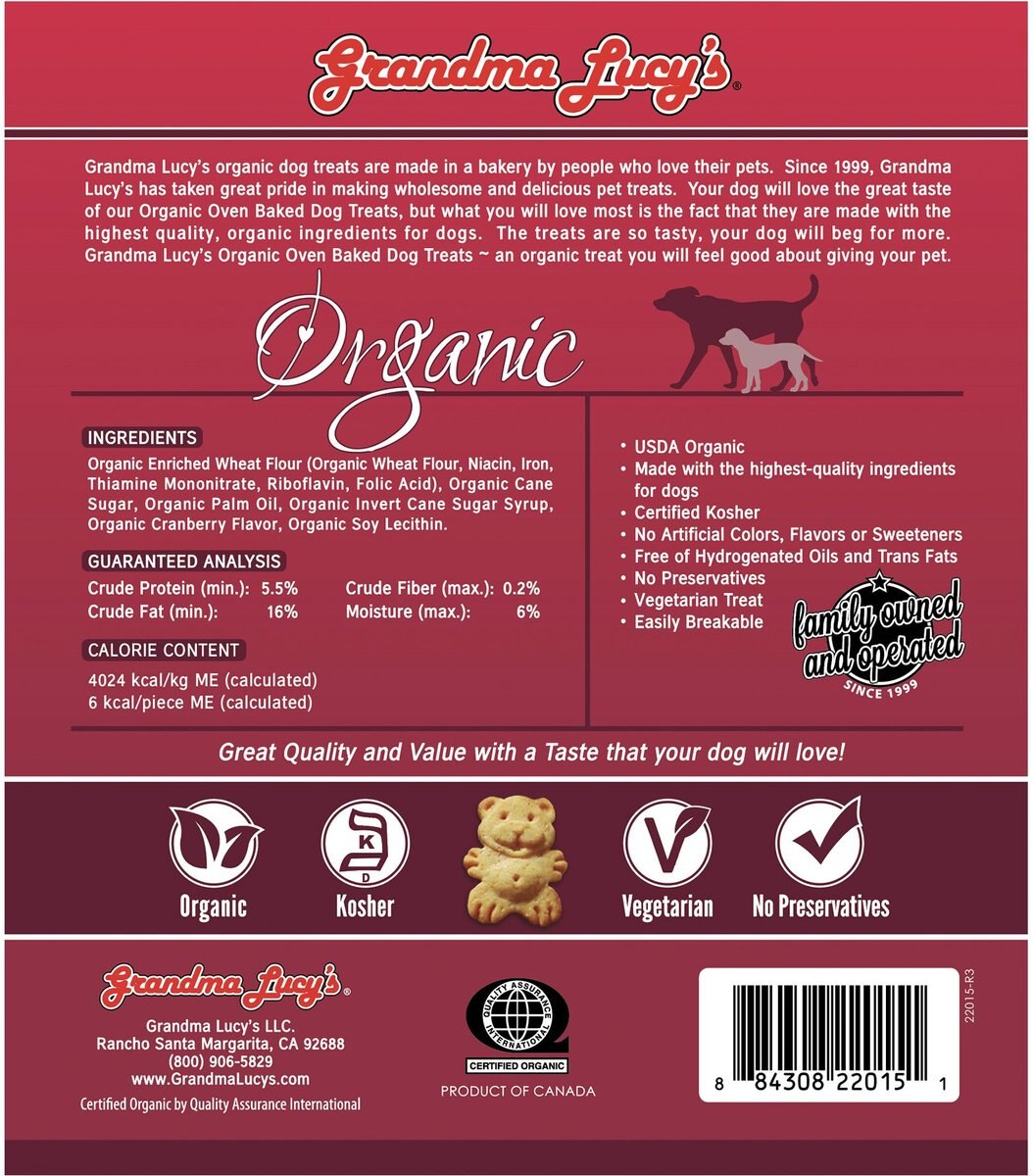 Grandma Lucy's Organic Cranberry Oven Baked Dog Treats