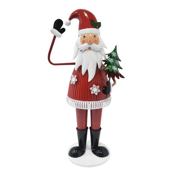 Cheerful Santa Claus Holding Tree and Waving，HighQuality Iron Construction