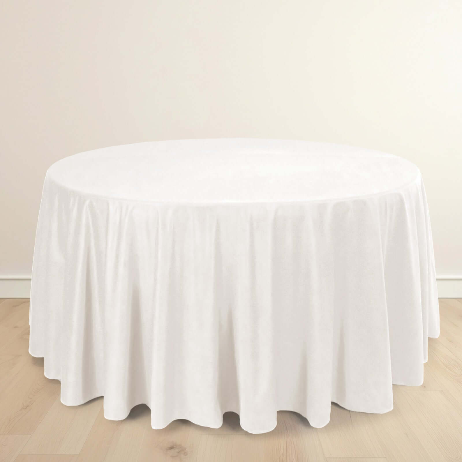 Ivory Premium Scuba Round Tablecloth, Wrinkle Free Polyester Seamless Tablecloth 120