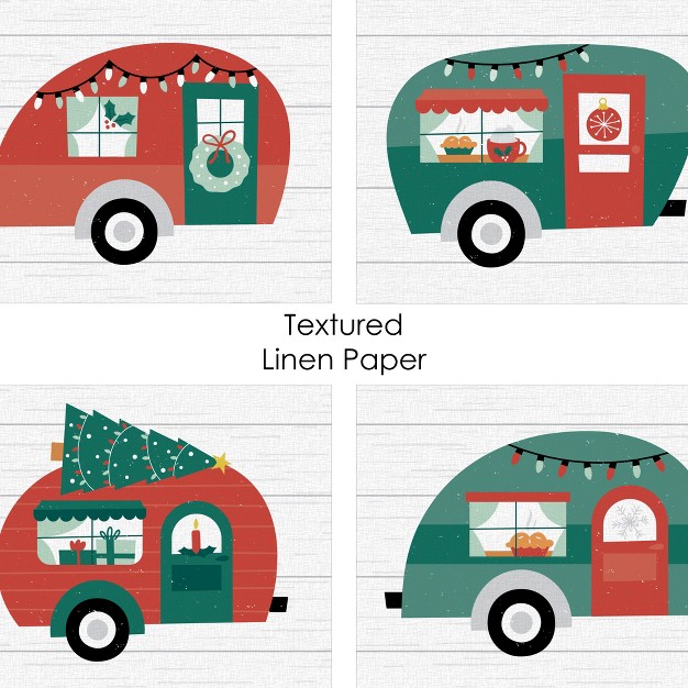 Big Dot Of Happiness Camper Christmas Unframed Red And Green Holiday Linen Paper Wall Art Set Of 4 Artisms 8 X 10 Inches