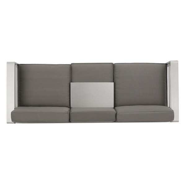 Cape Coral Aluminum and Sunbrella Outdoor 3 Seater Sofa with Cushions by Christopher Knight Home