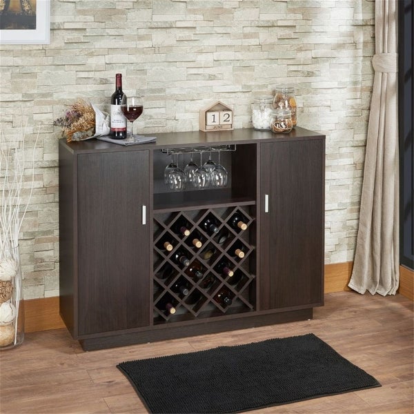 Wine Rack Table Wine Bar Cabinet Console Table Buffet Table Espresso