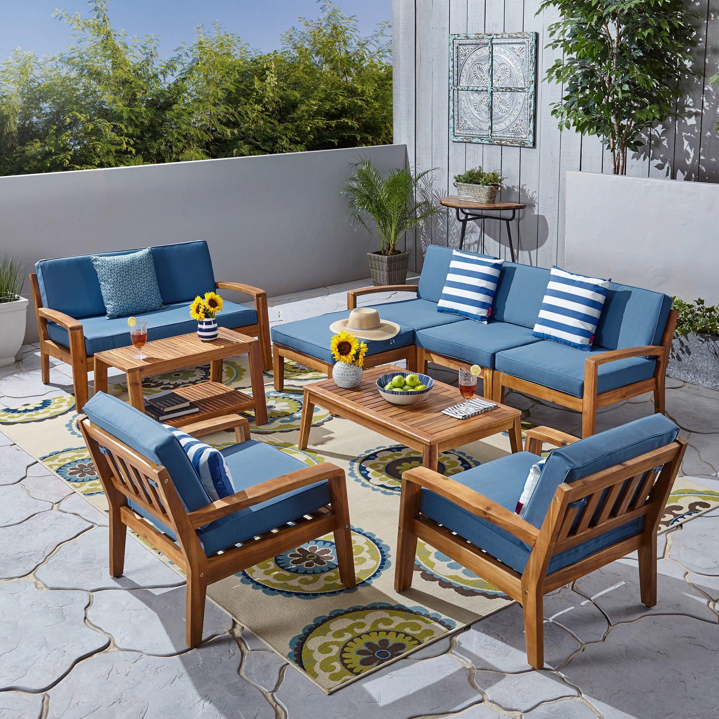 Parma 7-Seater Sectional Sofa Set For Patio with Loveseat