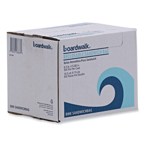 Boardwalk Reclosable Food Storage Bags， Sandwich， 1.15 mil， 6.5