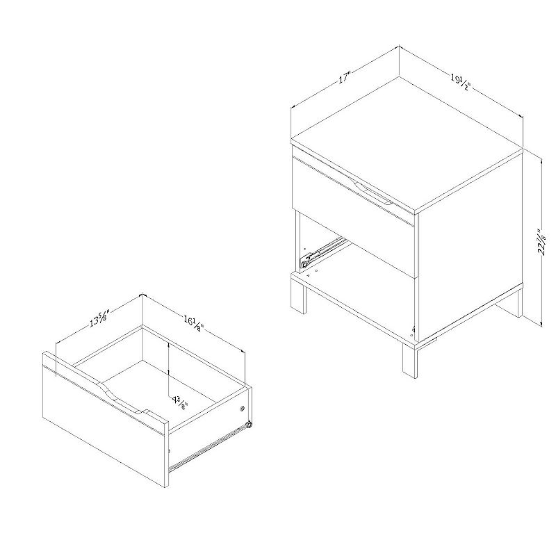 South Shore Kanagane 2-Drawer Nightstand