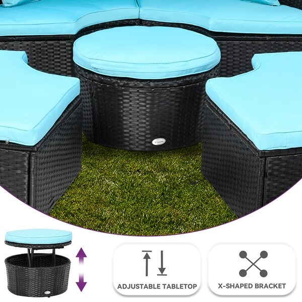 Moasis Patio Round Outdoor Daybed with Retractable Canopy