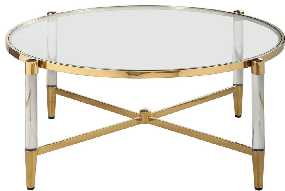 Round Tempered Glass Cocktail Table   Midcentury   Coffee Tables   by HedgeApple  Houzz