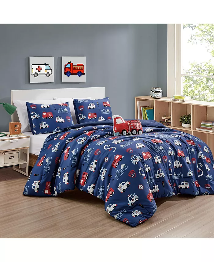 MarCielo Kids Girls Boys Comforter Set Fire Truck Full Queen