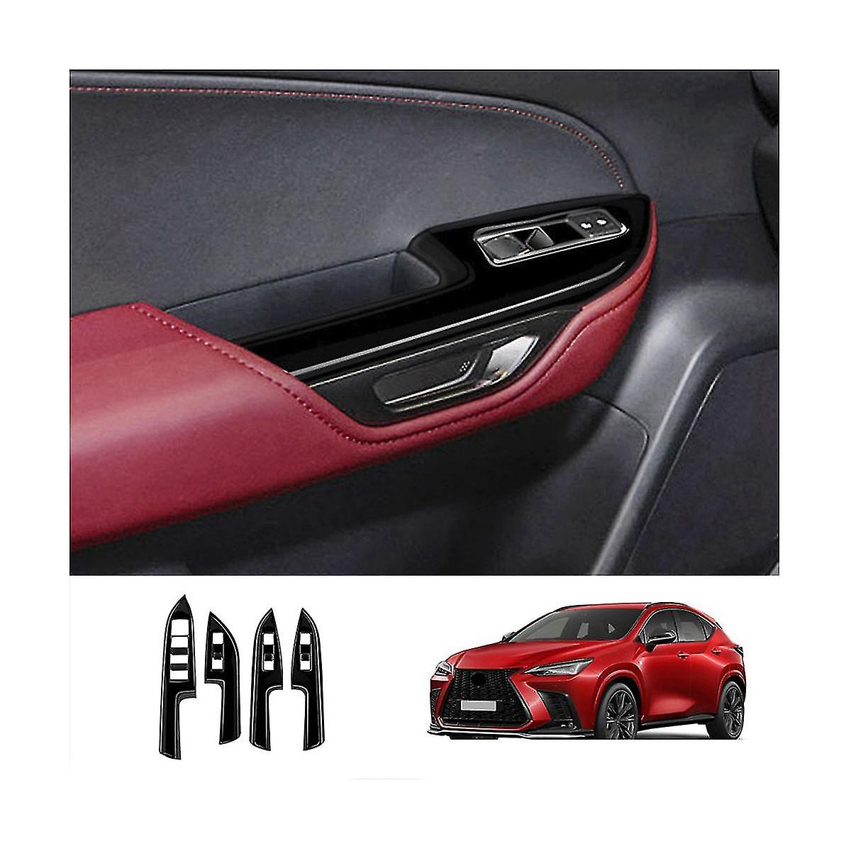 Black Car Door Armrest Glass Lift Button Frame Door Bowl Cover For Nx260 Nx350h 2022+ Rhd