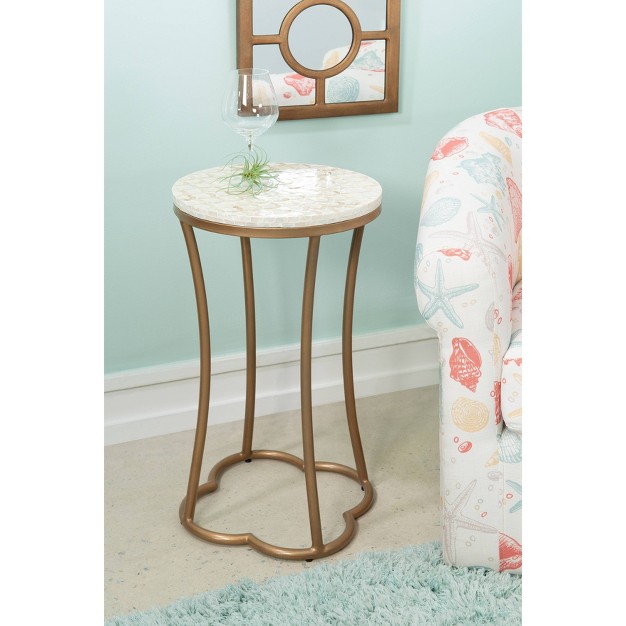 Prisca Costal Handcrafted Accent Table Gold Linon