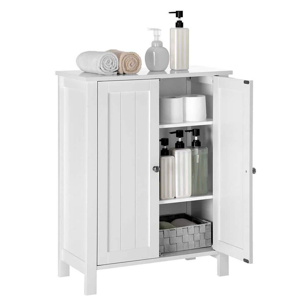 Nestfair 236 in W Bathroom Floor Storage Cabinet with Adjustable Shelf in White