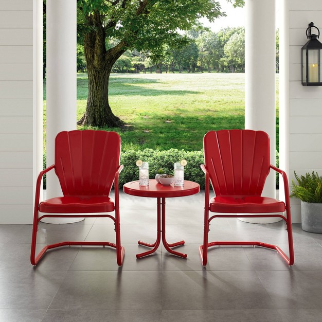 Ridgeland 3pc Outdoor Seating Set Red Crosley