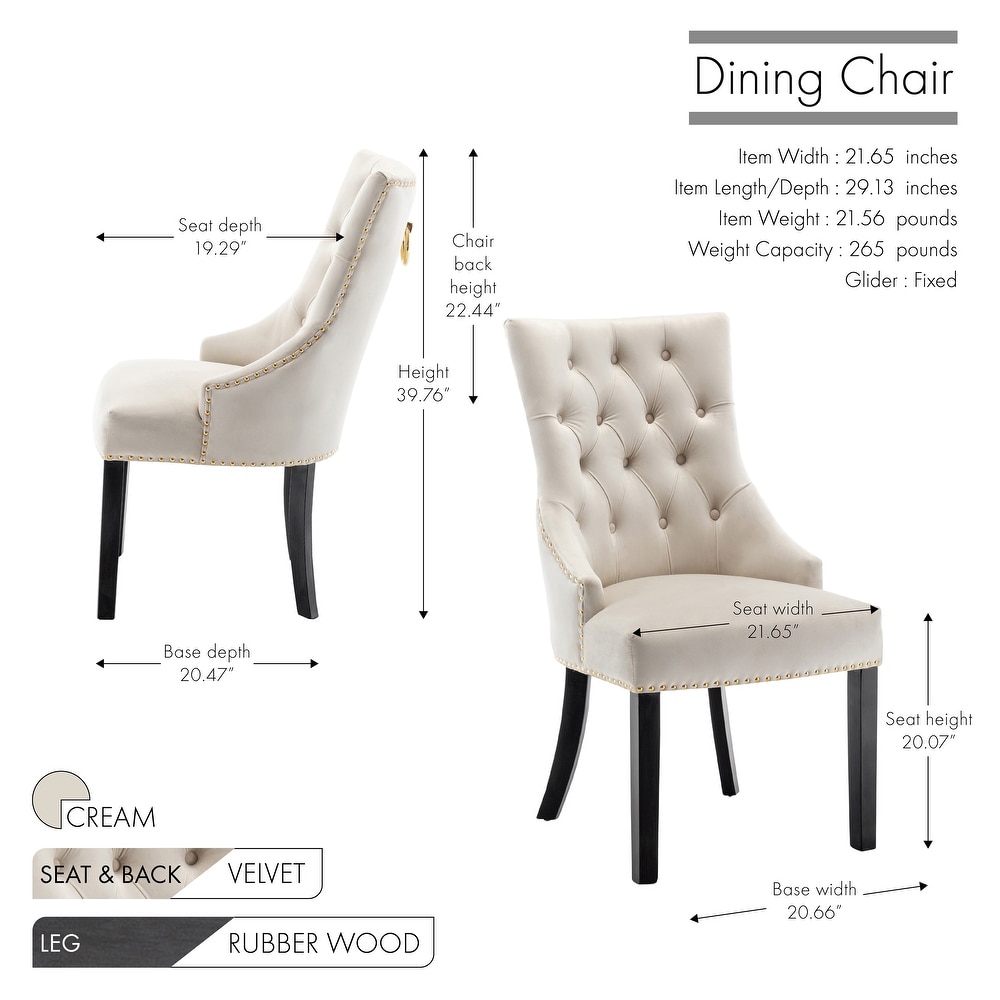 Porthos Home Dev Tufted Velvet Dining Chairs with Rubberwood Legs  Set of 2