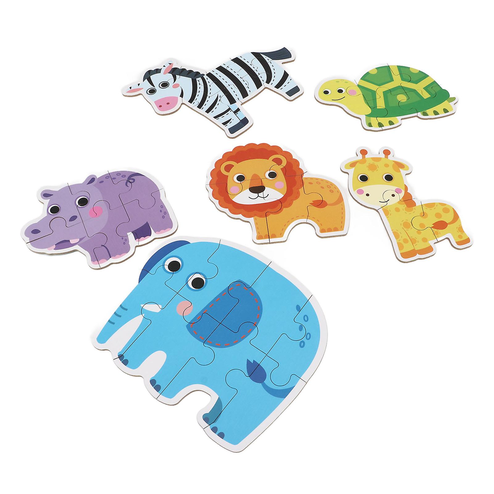 Wooden Puzzles Toddlers Toys 6 Animals Early Education Fine Motor Skills Wooden Jigsaw Puzzles for 3 Years Old and Above