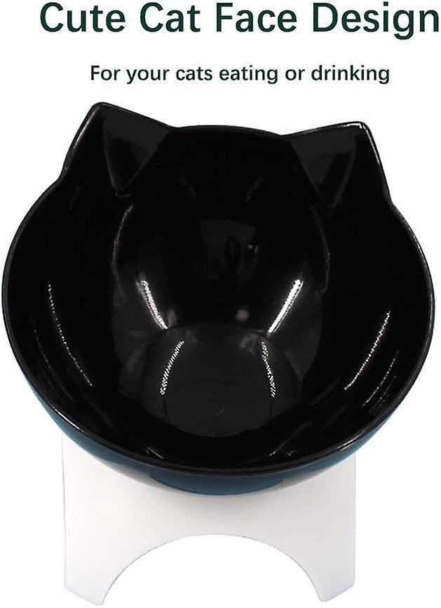 Cat Elevated Bowl With Raised Stand， 15 Degree Tilted Design Neck Guard Stand Raised Pet Food Water Feeder Bowl For Cats Or Small Dogs (single Black)