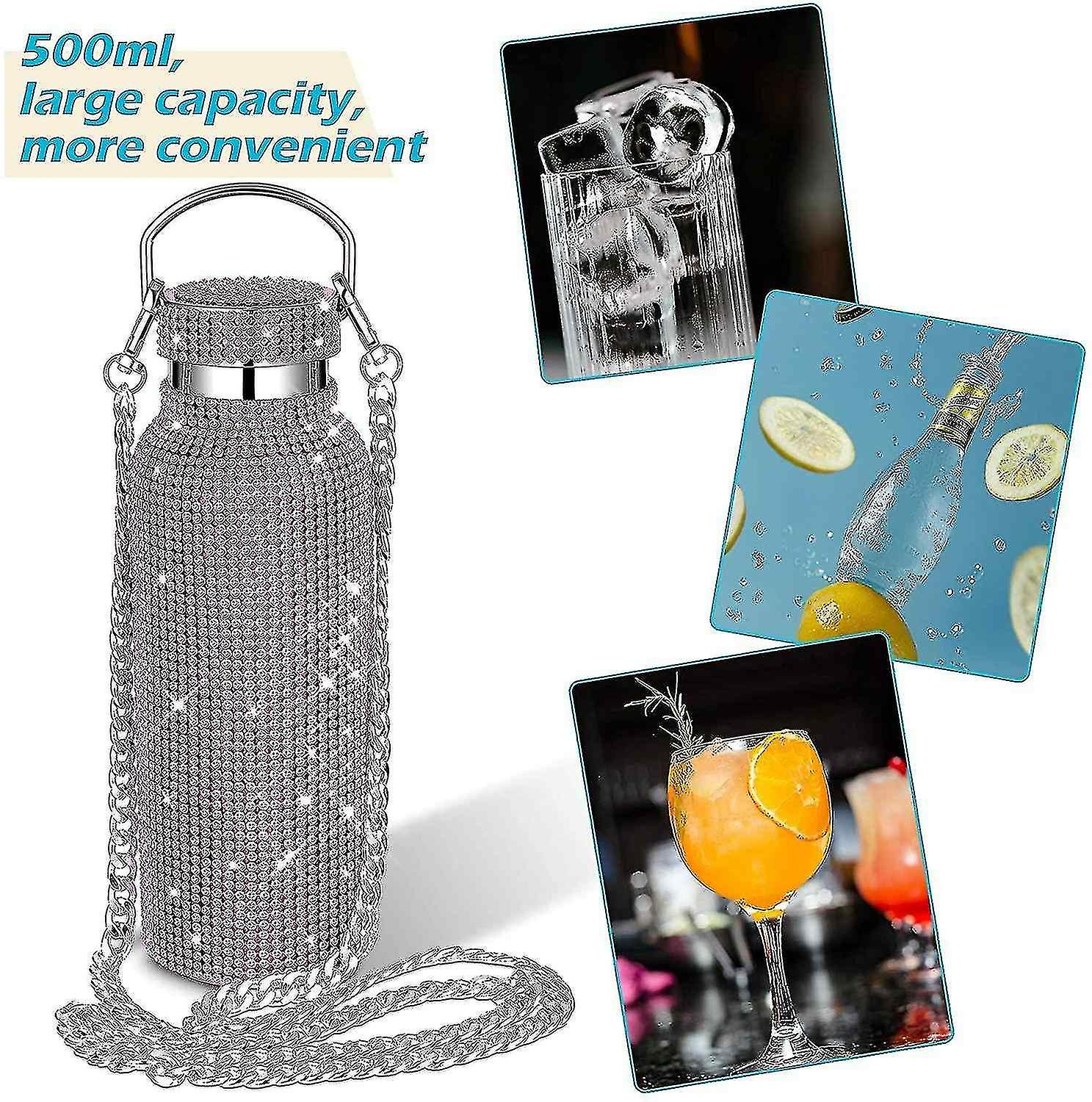 Diamond Water Bottle Bling Rhinestone Stainless Steel Thermal Bottle Refillable Water Bottle Insulat