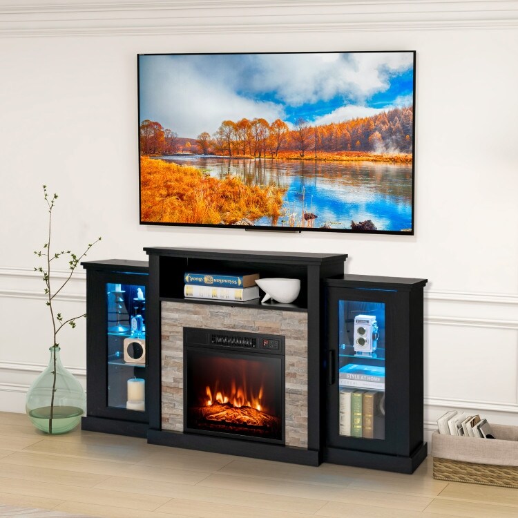 FireplaceTV Stand with 16 Color Led Lights for TVs up to 65 Inch   59\