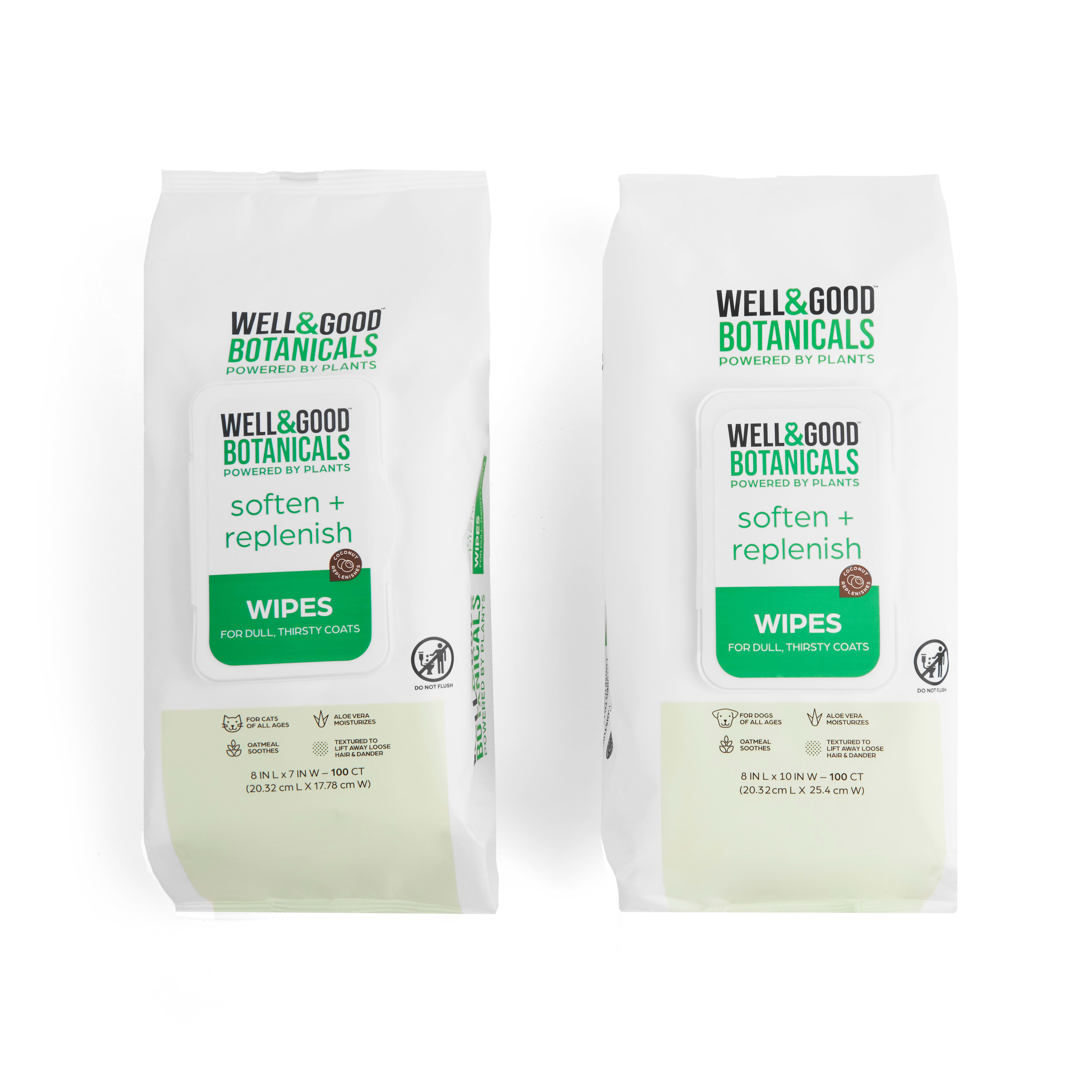 WELL  GOOD Botanicals Soften amp; Replenish Coconut Cat Wipes， Count of 100