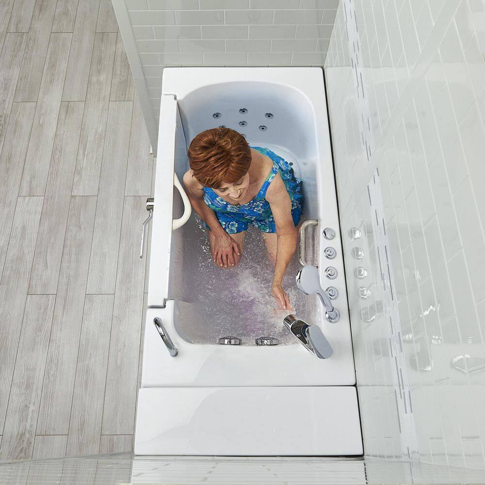 Ella Wheelchair Transfer32 52 in. Acrylic Walk-In Whirlpool and Air Bath Bathtub in White Fast Fill Faucet Right Dual Drain OLA3252D-R-2P