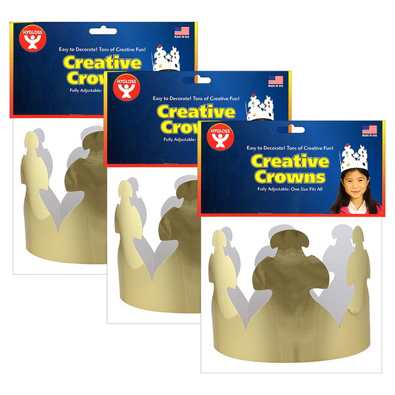 Hygloss HYG65244 3 Bright Gold Tag Crowns  24 Per ...