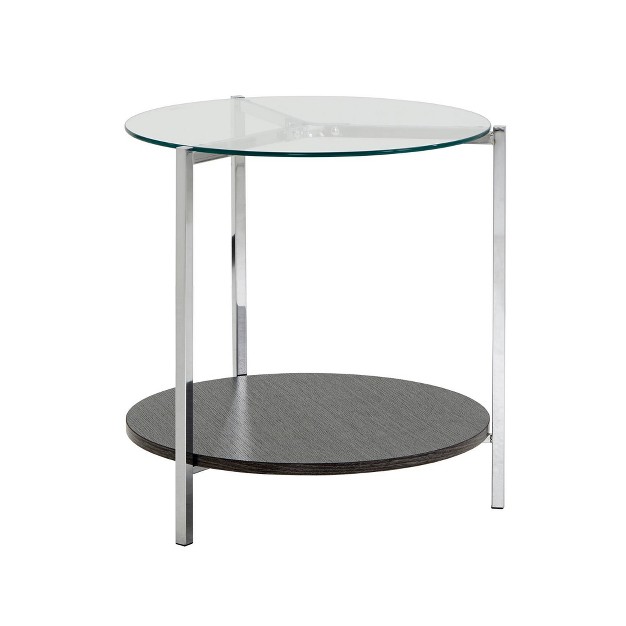 Humberto Chrome Finish End Table With Glass Top Chrome Inspire Q