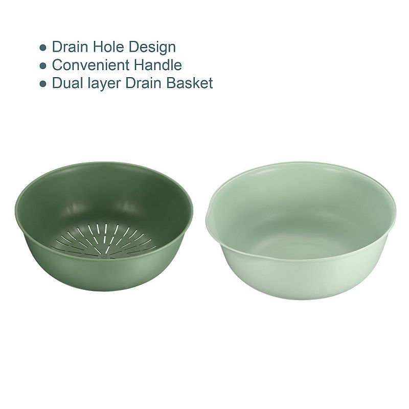 Washing Colander Bowl Sets 2PCS， Plastic Food Strainers Washing Basket