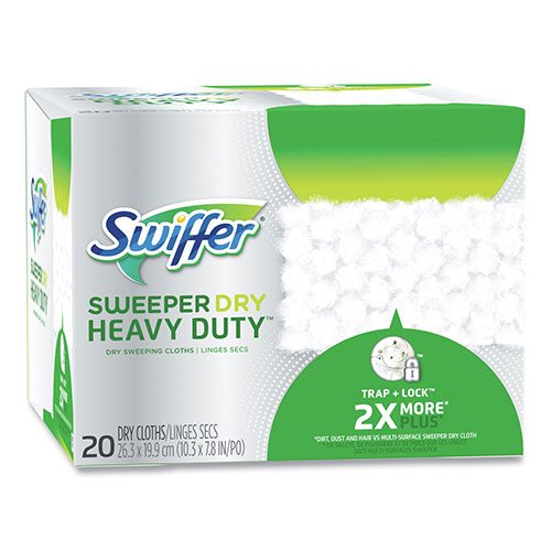 Procter and Gamble Swiffer Heavy-Duty Dry Refill Cloths | 10.3 x 7.8， White， 20