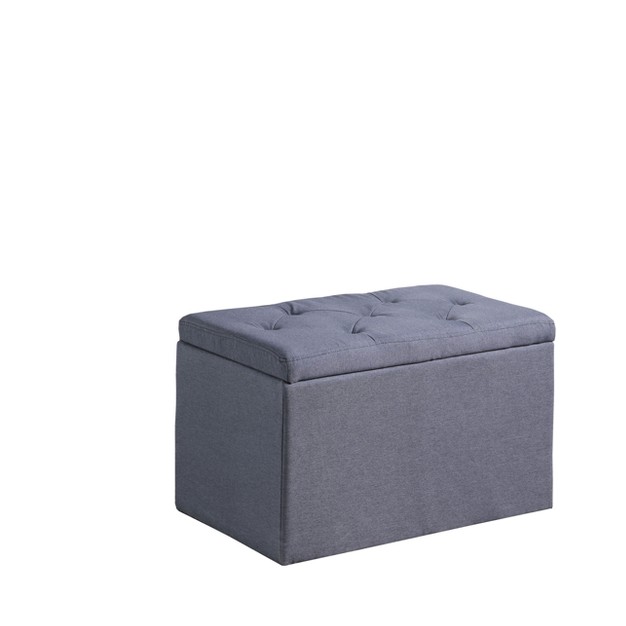 Ore International Tufted Shoe Storage Ottoman Blue