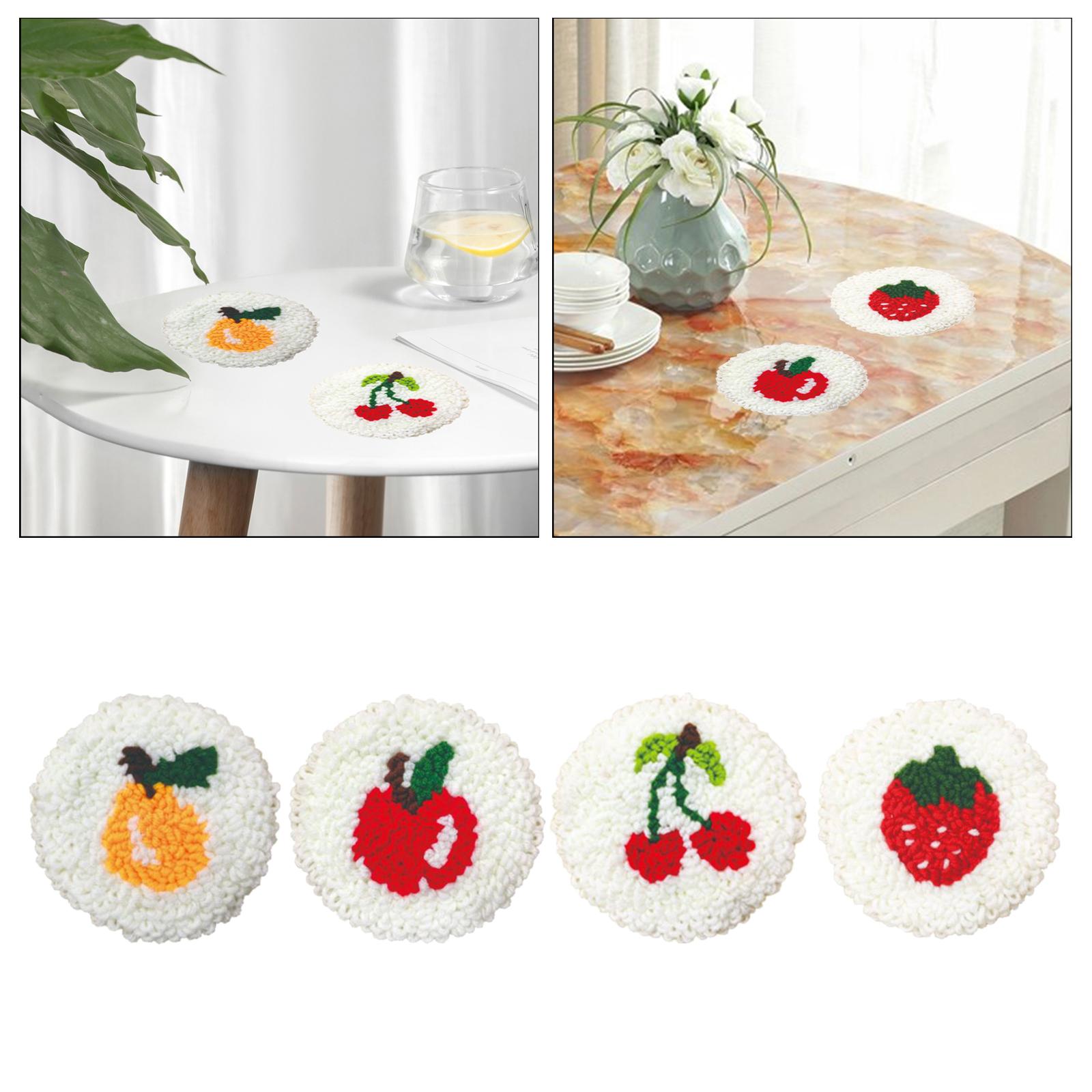 4/6 Pieces Punch Coaster s Cup Mat Tool Fruit Pattern ， 4Pieces