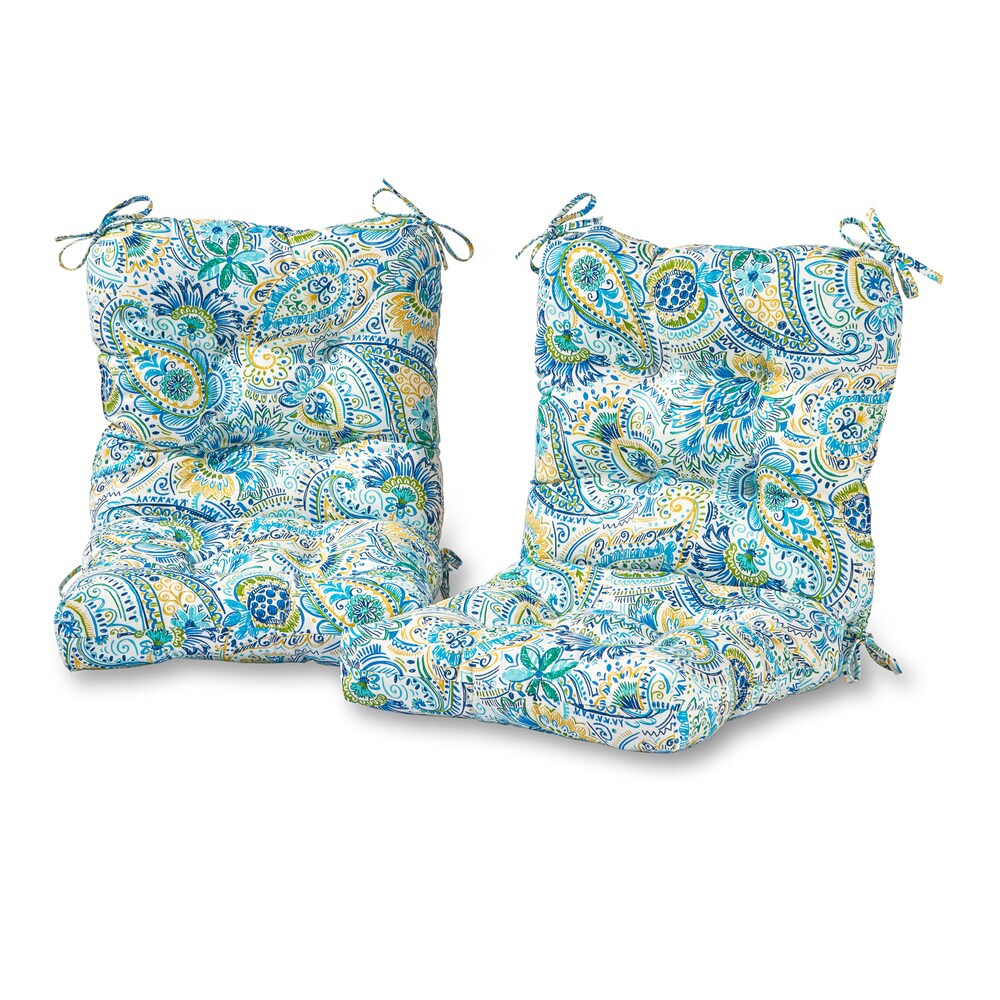 Christiansen Painted Paisley 21 inch x 42 inch Outdoor Seat/Back Chair Cushion (Set of 2) by Havenside Home   21w x 42l