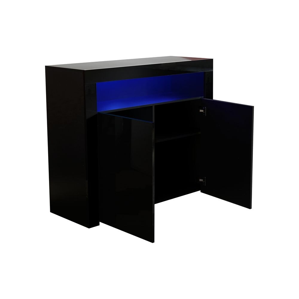 Living Room Sideboard Storage Cabinet with LED Light and 2 Doors