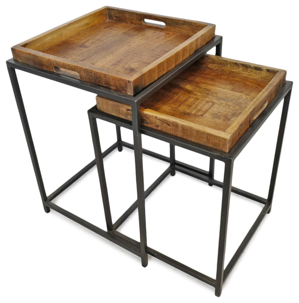 Salvaged Wood Tray Nesting Tables   Industrial   Coffee Table Sets   by Design Mix Furniture  Houzz