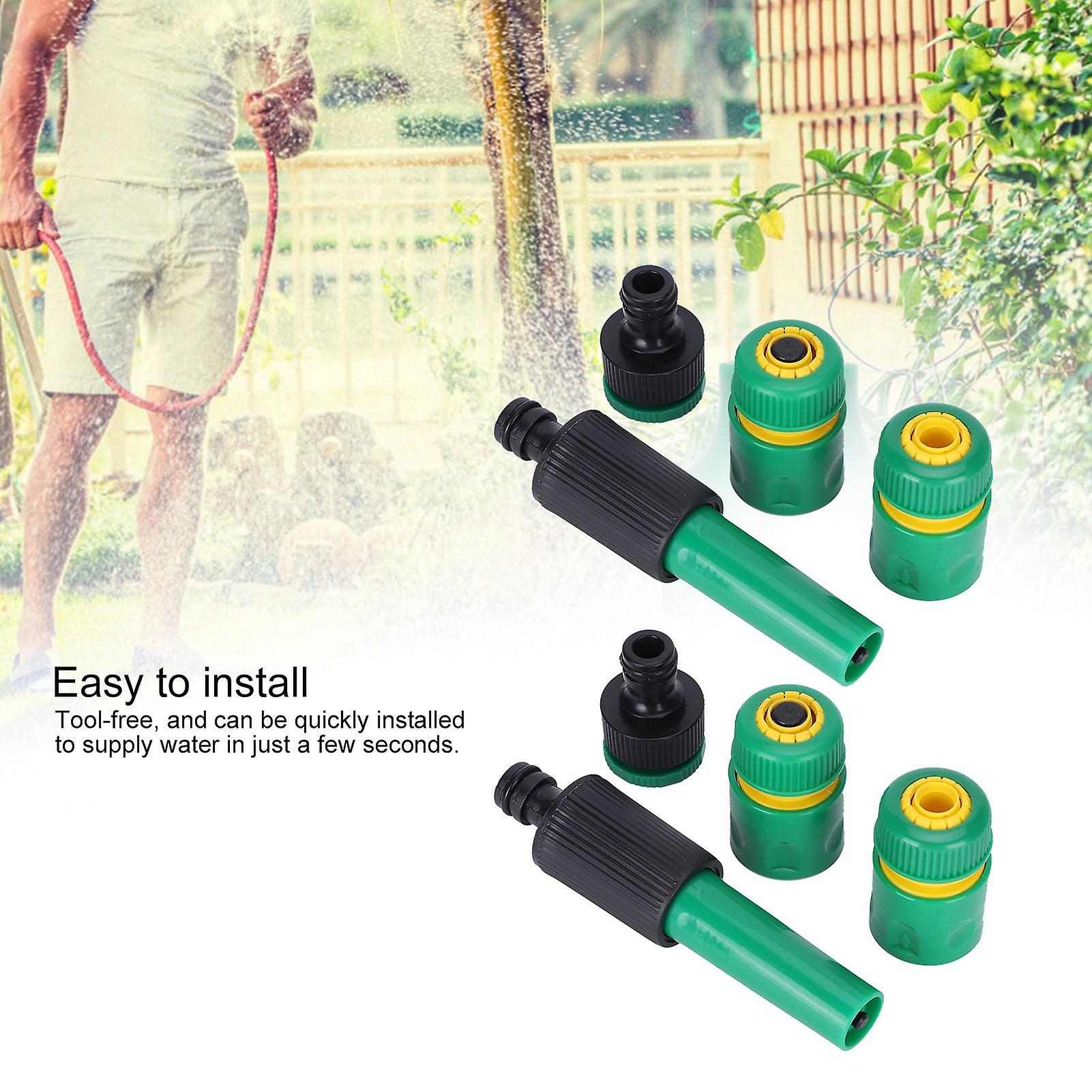 Garden Hose Nozzle， Water Pipe Sprayer With 1/2 Inch Plastic Hose Quick Connector Set And Adapter For Watering Garden Irrigation Washing Cars， 2 Pcs