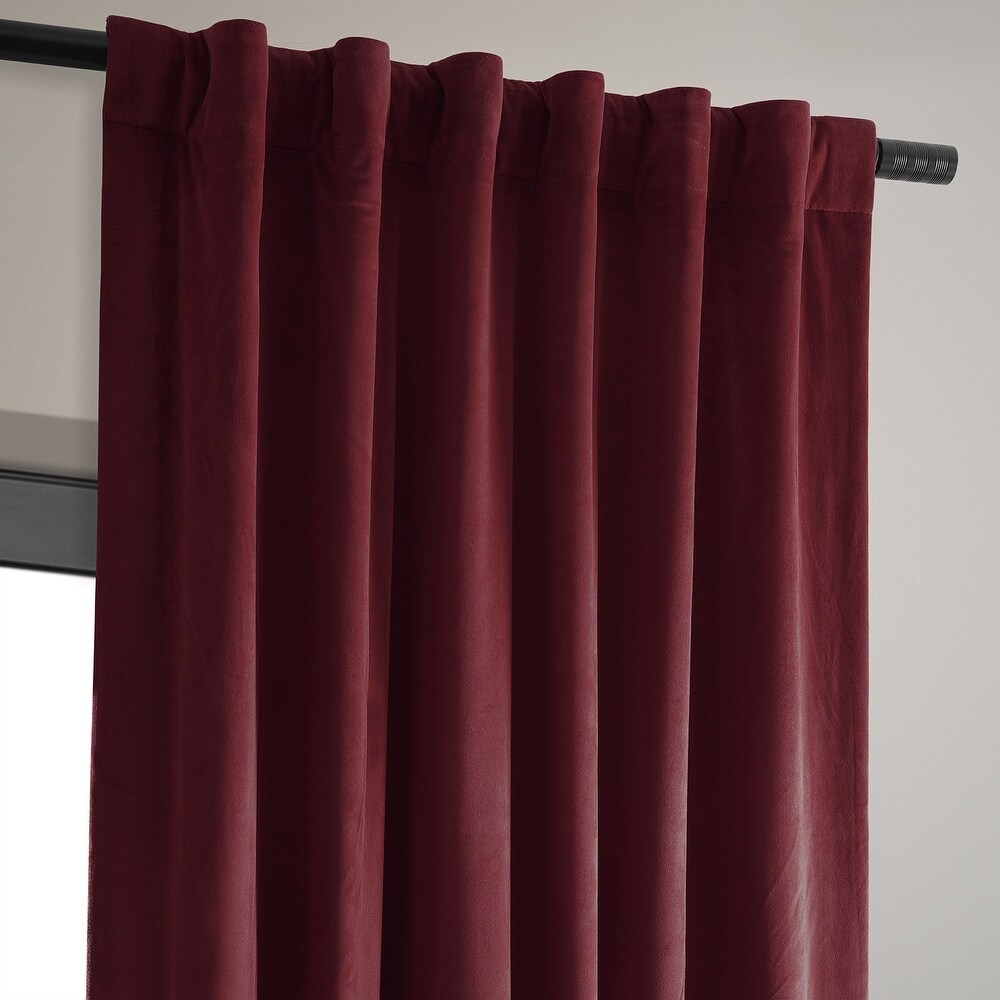 Exclusive Fabrics Signature Burgundy Velvet Blackout Curtain (1 Panel)   Luxurious Blackout Drapery for Elegant Décor