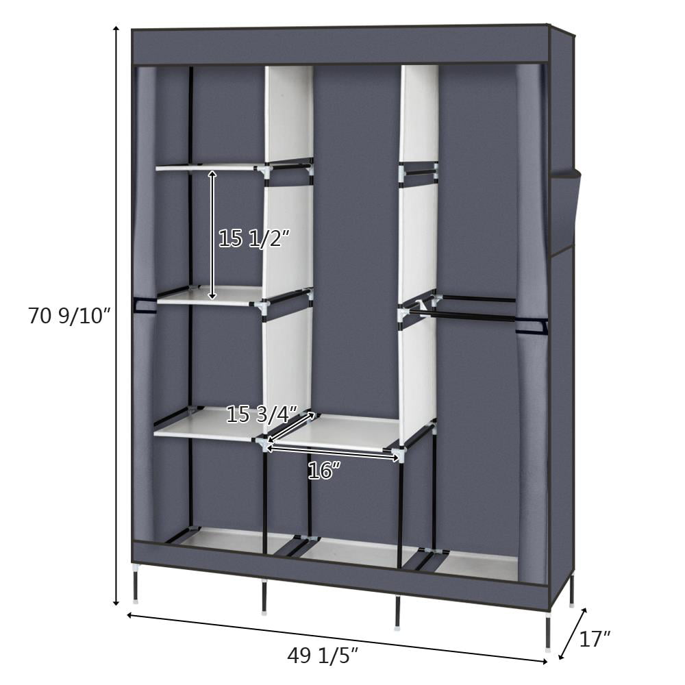 Zimtown 71" Closet Organizer Shelves System Clothes Storage Wardrobe, Gray