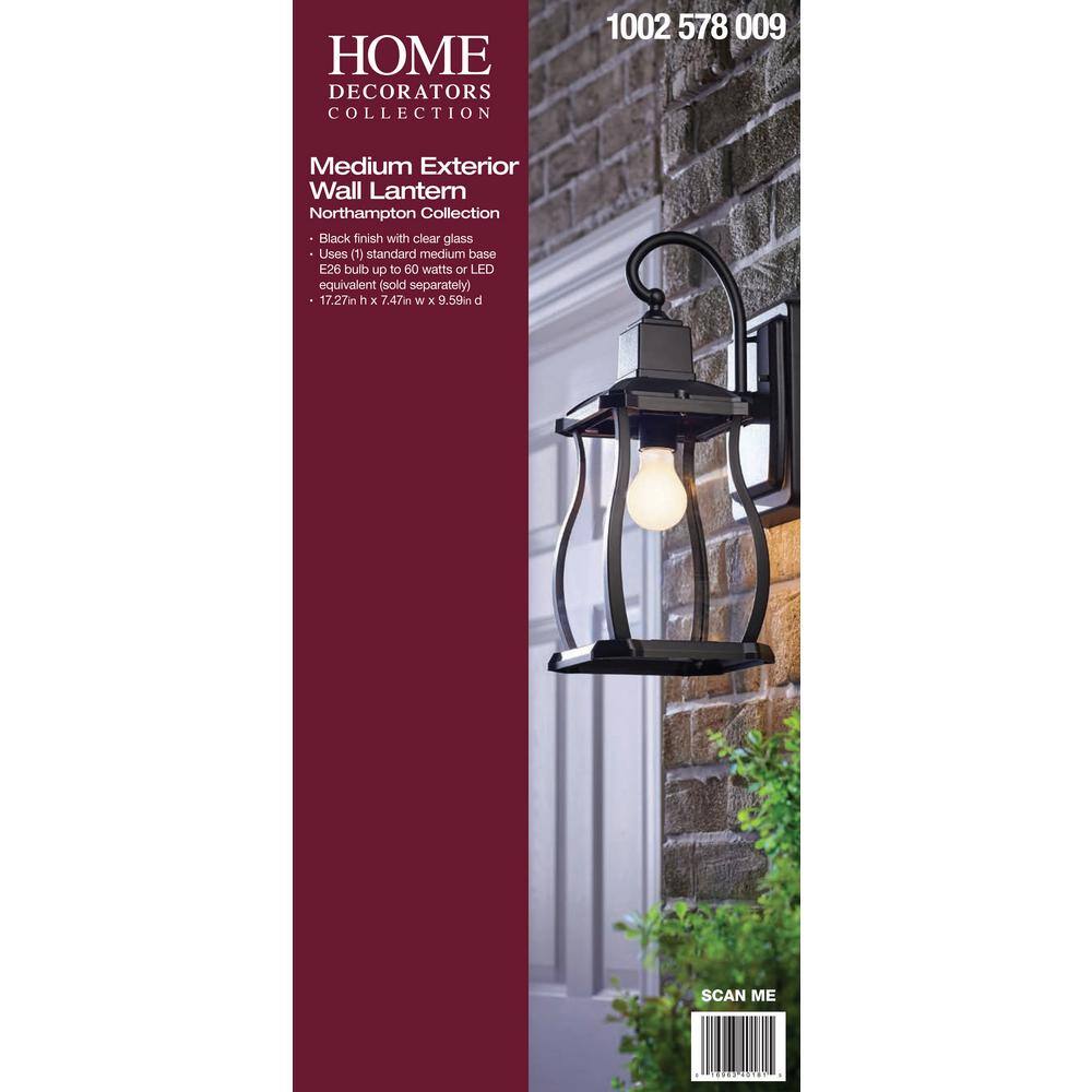 Home Decorators Collection Northampton Black Farmhouse Outdoor 1-Light Wall Sconce HDI-4018-BK