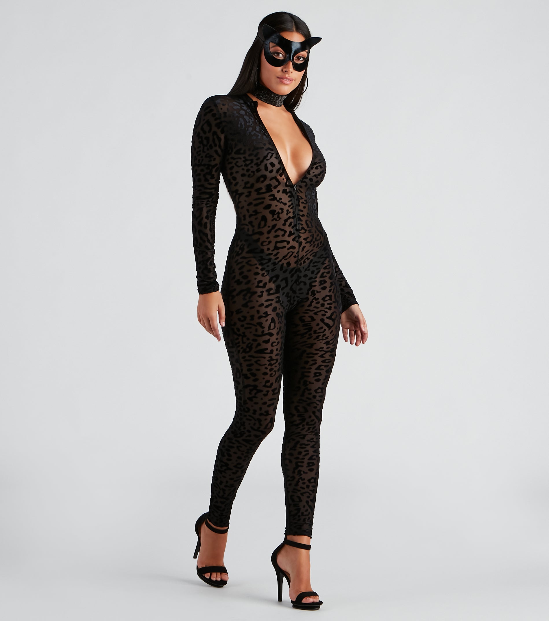 Sexy Leopard Mesh Catsuit